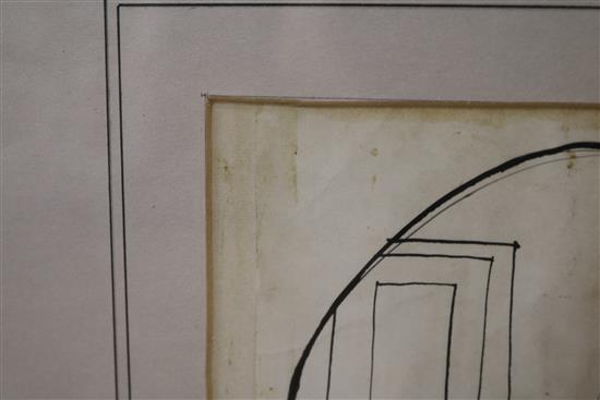 Honeysett, pen and ink, Cartoon Inflata-Cupid, signed, 29 x 22cm and three other pictures